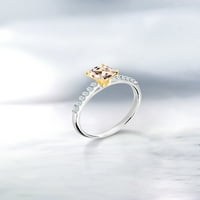 Gem Stone King 0. CT Peach Morgatite White stvorio je safir srebrni i 10k žuti zlatni prsten