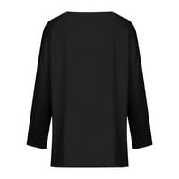 Apepal Ženski okrugli vrat dugih rukava majica s pulovernim pulovernim pulovernim crnom bojom 3xl