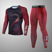 Kompresijska vježba set za muške košulje i hlače s dugim rukavima, uske sportska odjeća za joga jogger baznog sloja gornje i donje set