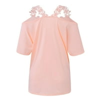 Ženske vrhove bluza Žene kratki rukav Ležerne prilike, pune ljetne majice ružičaste s