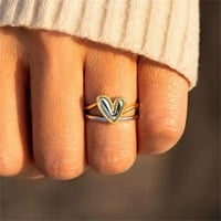 Lowrofile prstenovi za žene djevojke u obliku srčane delikatne kćer majke voli njezino srce u obliku srca jednostavnog svestranog poklona zvona