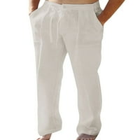 Capreze muns solidne hlače u boji za slobodno vrijeme hlače za izvlačenje Jogger Loungewear Elastična dna struka bijela l