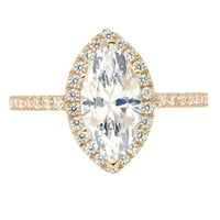 2. CT Marquise Rese Realni originalni prirodni dijamant VS1-VS J-K 18K Yellow Gold Halo Obećaj Vjenčanje