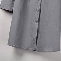 Bazyrey midi haljine za žene čvrste gumbe Džepovi haljine Henley trendy dugih rukava sivi xl