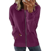 Vivianyo HD kaputi jakne na prodaju i čišćenje modna žena dugi rukav patentni zatvarač Otvoreno prednji labavi odjeća za bluze za bluzu za bluzu za bluzu s kapuljačom po rubine vruće ružičaste