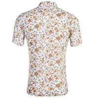 B91XZ posteljine za muškarce Hot Beach Majica kratki rukav Muška pamučna košulja tiskano cvijeće Casual Aloha majice za muškarce, veličina XL