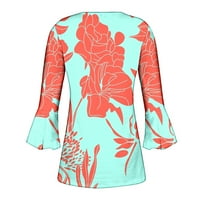 Levmjia ženske bluze labave rukave plus odobrenje V-izrez casual cvjetni tiskani tunic vrhovi ljetnih