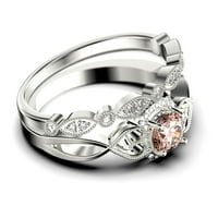 Zaslepljujući polugodište 1. karat za ručni morgatit i dijamantski moissan zaručni prsten za venčani prsten u srebru sa 18k bijelim zlatom, obećajući prsten, mladenka, odgovarajućim bendom