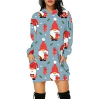Ženske dukseve Haljine Božićni tisak dugih rukava s kapuljačom Xmas mini haljina dukserica Pulover zabava