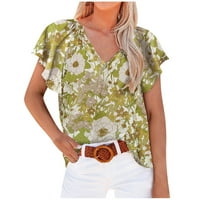 Žene Ljeto V izrez V izrez Tunic The Casual Graphic Print majice Ljetni cvjetni uzorak Bluza V-izrez