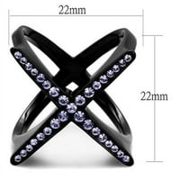 Luxe nakit dizajnira ženski crni prsten od nehrđajućeg čelika sa ametistom kristala - veličine 10