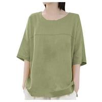 Ženske košulje Žene Ljeto Ležerne prilike Majica labava bluza Kratki rukav Okrugli vrat Top Green L