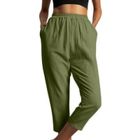 DMQupv lagane ljetne hlače Žene haljine za žene Udobne pantalone noge mršava visoki struk povucite pantalone sa džepovima za radnu vojsku Green XXL