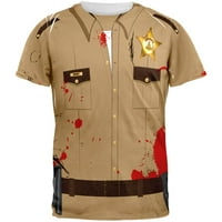 Halloween Zombie Grime Šerif šerif kostim cijeloj odraslih majica - X-Veliki