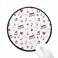 Glazbene note sa zvijezdama Hearts MousePad okrugla Crna šiva ivica prolivena igra
