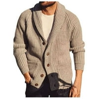 Aaiymet muški zimski kaputi rever Jednokrevetni kardigan casual fit pleteni kardigan džemper sa džepovima