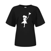 Ženska modna valentinovana vrpca tiskana majica top black m