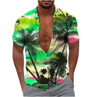Ljetni trendi čišćenje Muška košulja Muška havajska majica Zabava s kratkim rukavima Up majica Tropska kuća za odmor Plaža Green M