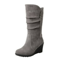 Ketyyh-Chn ženske čizme koljena visoke casual čizme Vožnja zimskim cipelama Dame čizme Grey, 39