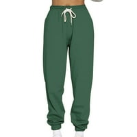Ženske casual pantalone udobne pantalone Pant labavi sportski duks gležnja ED pantalone gradijentne fleece hlače zeleno xl