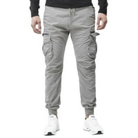 Eashery Cargo Hlače Hlače Udobne ravno platnene teretne hlače Slim Fit Khaki pamučne pantalone Muške radne pantalone