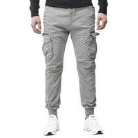 Eashery Cargo Hlače Hlače Udobne ravno platnene teretne hlače Slim Fit Khaki pamučne pantalone Muške