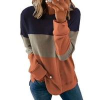 Fartey dugih rukava za žene jesen Labavi fit blok boja Ispis pulover Košulje sa dnevnim boravkom za