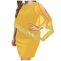 Ljetne haljine za žene iznad koljena ležerna tiskana bez rukava s rukavima okrugla izrez datur haljina žuta xxxl