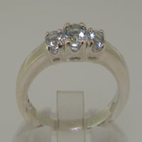 Britanci napravili 18k bijeli zlatni prirodni akvamarinski ženski rubni prsten - Opcije veličine - Veličina