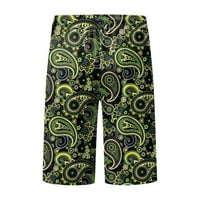 Caveitl Muške atletske kratke hlače, muškarci Havajski džep elastični struk Print Plažni kratke hlače Sportske casual hlače vojska zelena