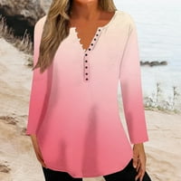 Thirts majice za žene stabilna odjeća Ženska gornja labava gumba dugih rukava majica ružičasta 3xl