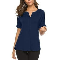 Žene Ljetni kratki rukav Solid V izrez Tee Majica Top Bluze