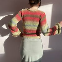 Ženski gornji džemper s gornjim džemper Y2K Crochet Knit Long Bell rukava za pulover