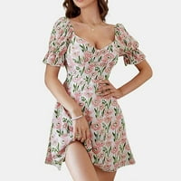 Miayilima Ljetne haljine za žene za žene Francuski slatki mjehurić rukav ljetni svijetlo vitka djevojka linga
