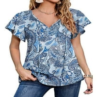 Ženske kaftane tucijske bluze košulje kratkih rukava tanka vrećica s majicom V-izrez Summer Beach Flowy