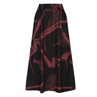pbnbp žene jeseni zimski vintage maxi suknje geometrijski grafički ispisuje liniju visoka elastična