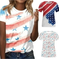 SKSLOEG Womens Bluzes Elegantne američke majice za zastave za žene Smiješne 4. srpnja T Košulja zvijezde