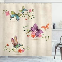 Butterfly tuš za tuširanje leptir uzorak na vintage stil pozadinski krila transformacija tkanina tkanina