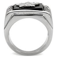 Luxe nakit dizajnira muški prsten od nehrđajućeg čelika sa duguljastim oblikovanim polu dragocjenim crnim mlaznim mlazom -