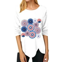 Ženski vrhovi pulover bluza s dugim rukavima tiskani okrugli izrez bijeli m