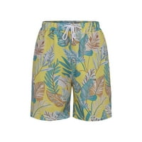 Žene casual šorcts Ljeto udobno plaže kratke hlače Elastični struk cvjetni print sa džepovima Žuta m