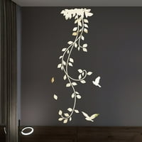 Uklonjiva 3D zrcala cvjetna umjetnička zidna naljepnica Akrilna mural naljepnica Dekor za kućnu sobu