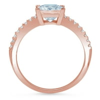 1. CT Sjajna princeza Rezano prirodno nebo plavo Topaz 14K Rose Gold Solitaire sa Accentima prstenom