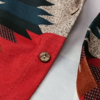 Labavi kontrastni plaćeni ispisani ispisani ispisani rever majica casual jakna crvena veličina xxl