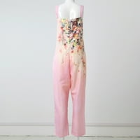 Jumpsuits za žene Ženska modna ljetna slatka labava casual print retro zarobljenog kombinezona ružičasta