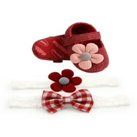 Dojenčad za bebe Krstimske cipele i trake za glavu, mekani jedini cvjetni komad marke Jane i trake za