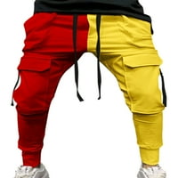 Muškarci Boja blok Hip Hop Hlače Moderi džep teretni hlače Atletska vježba Duks Ležerne Harem Slim Fit