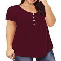Ženske plus veličina labavo ljeto kratkih rukava Henley Basic majica Bluze