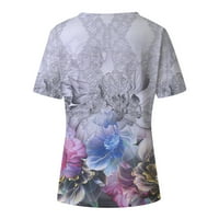 FVWitlyh T majice za žene za žensku sliku Vintage cvjetni vrhovi t cvjetne sive kratke hlače Grafički