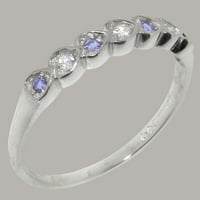 Britanci izrađeni sterling srebrni pravi istinski dijamant i tanzanite ženski prsten za vječnost - Opcije veličine - veličine 5,75